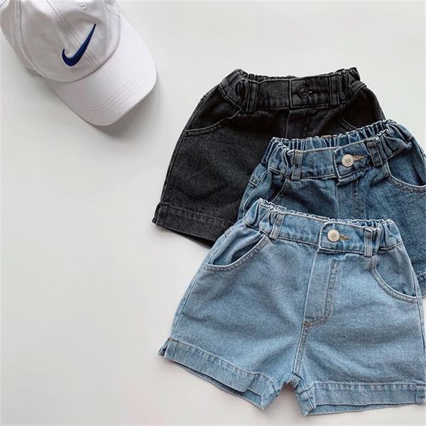 

shorts children pants denim short jeans summer korean childrens simple casual denim shorts for boys girls vaqueros elastic waist pants 23051, Black