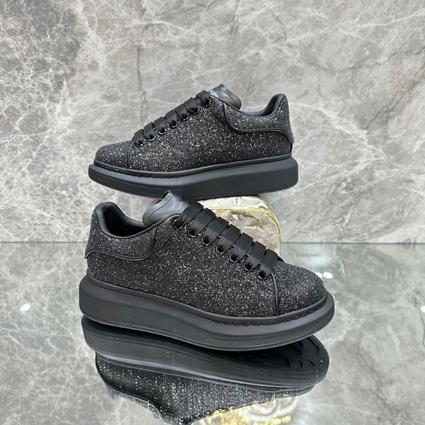 

designer casual shoes classic men women calfskin shoes vintage sneakers reflective sneaker print 0426, Black