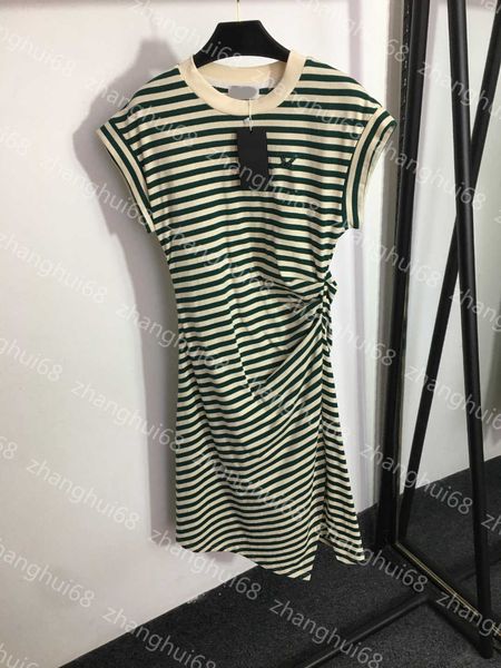 

23ss women dresses summer dress womens designer clothing sequin embroidered letter pull pleated wrap hip stripe slit tank dress womens cloth, Black;gray