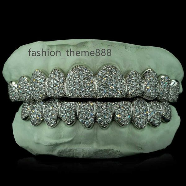

blues rts bling iced out moissanite teeth grillz sterling silver s925 custom moissanite honeycomb teeth grillz for fine jewelry