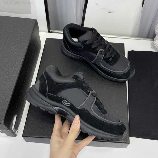 

2023 a luxury designer running shoes fashion channel sneakers women lace-up sports shoe casual trainers classic sneaker woman ccity bfdvc mx, Black