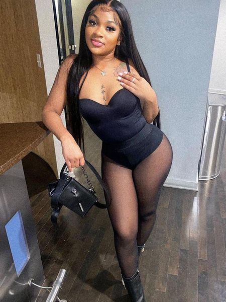 

pants hugcitar solid slip sleeveless bodysuit high waist lace leggings 2 pcs set 2022 summer women outfits party club night out y2k, White