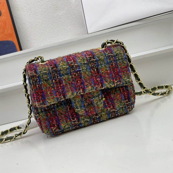 

patchwork woven tweed mini women crossbody bag quilted multi color classic flap clutch luxury brand handbag vintage designer purse suitcases