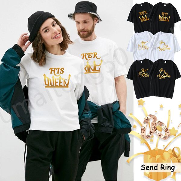 

men's tshirts king queen pattern print men women tshirts casual round neck summer short sleeves harajuku couples tshirts man tee 230512, White;black