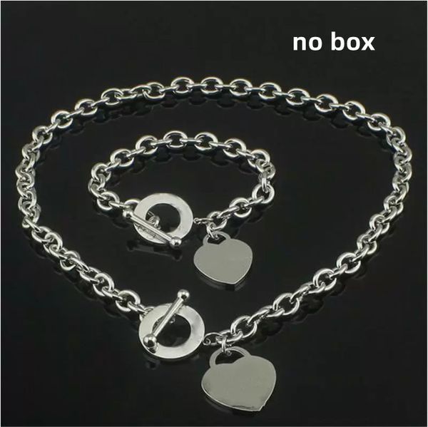 

tiffany necklace boutique necklace set gold silver jewelry fashion designer bracelet heart-shaped pendant set two in one 925 silver simple d