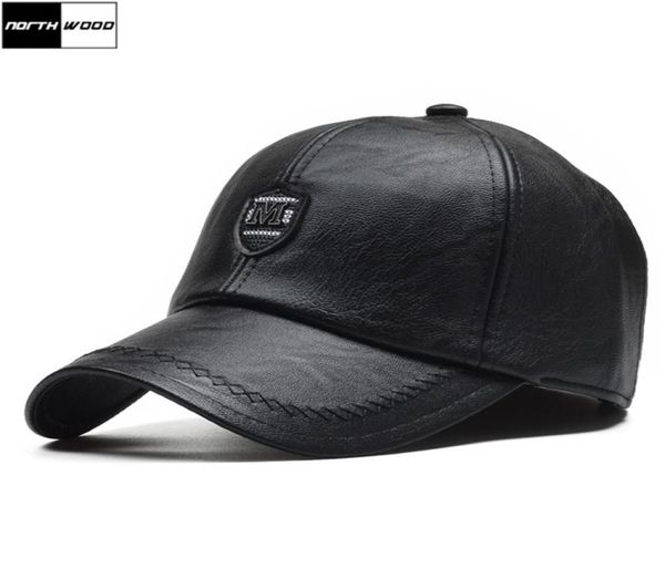 

northwood pu leather winter baseball cap men earflaps casquette homme hat gorras para hombre adjustable 2107265733335, Blue;gray