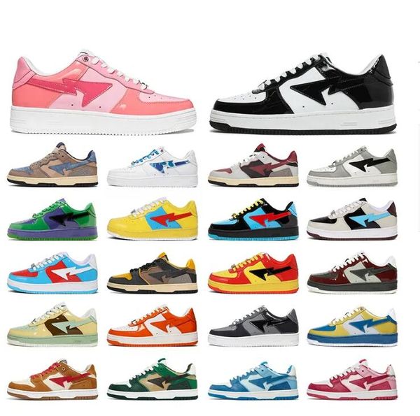 

bapestas baped sta casual shoes sk8 low men women black white pastel green blue suede mens womens trainers outdoor sports sneakers walking j