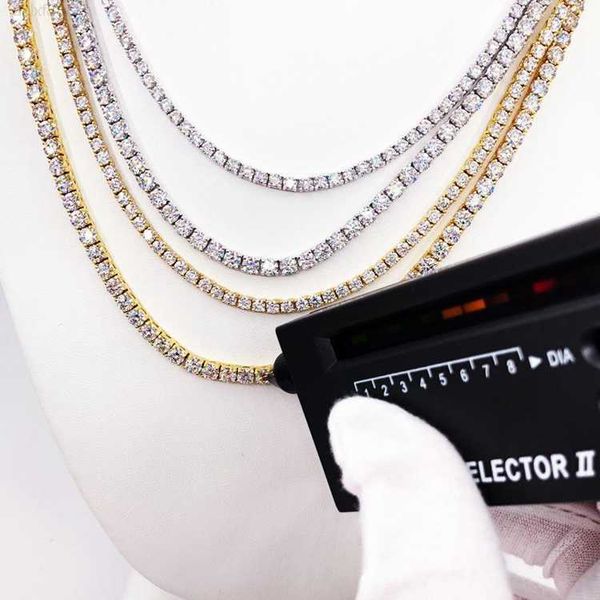 

aaa gems 3mm tennis chain necklace white 925 sterling silver jewelry 14k gold 18k gold plated tennis moissanite diamond chains