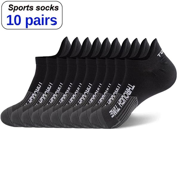 

men's socks 10 pairslot men's ankle socks athletic fitness running socks breathable spring summer mesh casual short sock gifts 230, Black