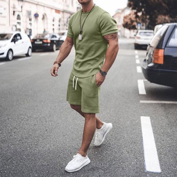 

mens tracksuits summer mens tshirt oversized men tracksuits solid color fashion streetwear mens clothes casual loose 2 piece male set 230511, Gray