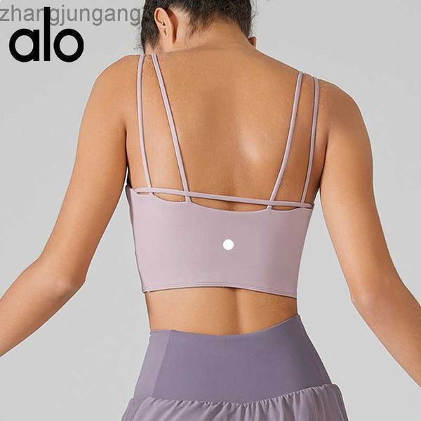 

desginer alo yoga tank slim back sports bra women's spring/summer new medium strength running fitness bra, White