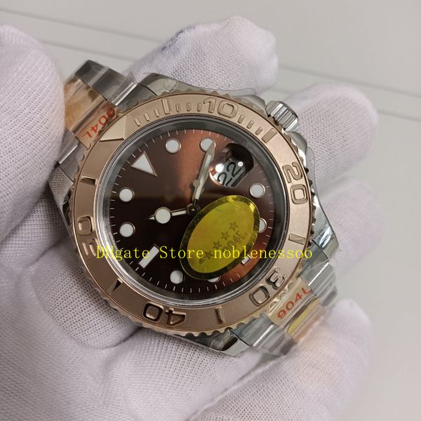 

5 style real p rose gold automatic watch men 40mm chocolate brown black gray two tone 904l steel bracelet v12 cal.3135 movement sport watche, Slivery;brown