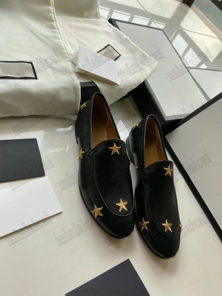 

designer women's jordaan bee star casual shoes embroidered leather loafers black horsebit 1955 flats for women princetown slip-on buckl