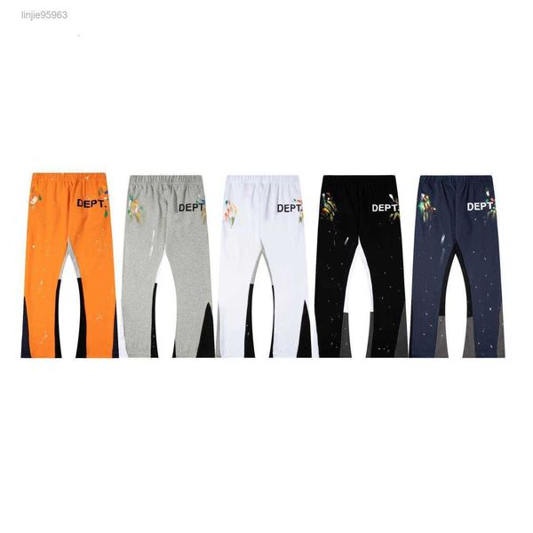 

gallerys dept correct version gall high-street splash-ink color printed contrast trousers for men and women galleries sweatpants 1xab, Black