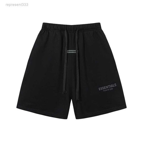 

essentail shorts new fog double-line reflective shorts men's quarter pants high street loose 6oda, White;black