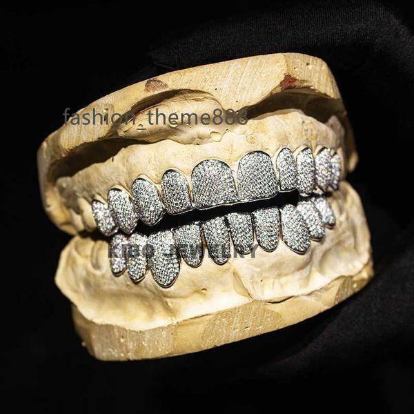 

custom hip hop jewelry 925 sterling silver diamond grillz iced out vvs moissanite grillz