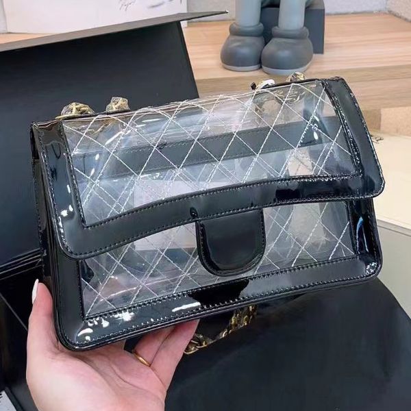 

designer bags woman tote bag 2023 luxury transparent chain bag party black versatile fashion26cm bag