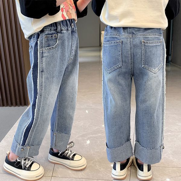

jeans fashion children's jeans for girls spring loose jeans for 2-8yrs baby straight denim pants casual toddler girl clothes 230512, Blue