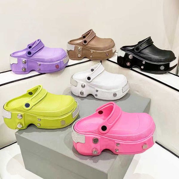 

hardcroc sandal designer women platform sandals summer beach luxury casual sports sandals rubber rivets slides mens shoes big size 44 with b, Black