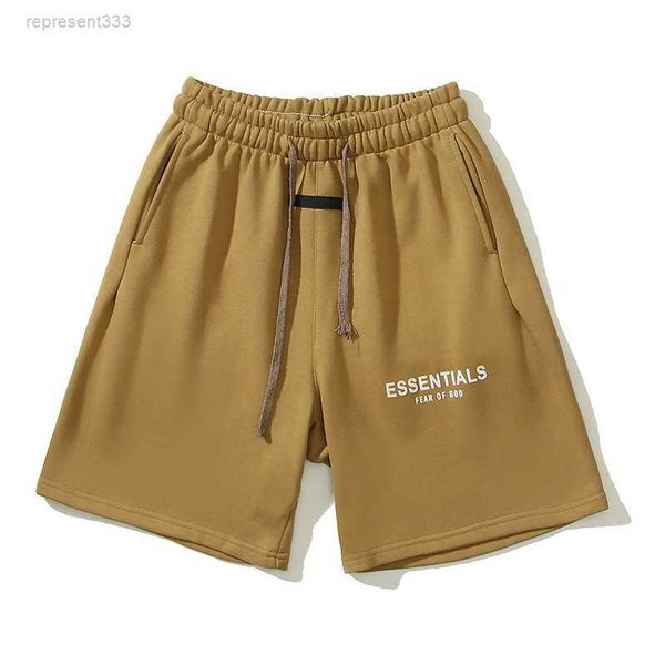 

essentail shorts new fog letter flocking thin terry shorts f loose relaxed beach pants bbqo, White;black