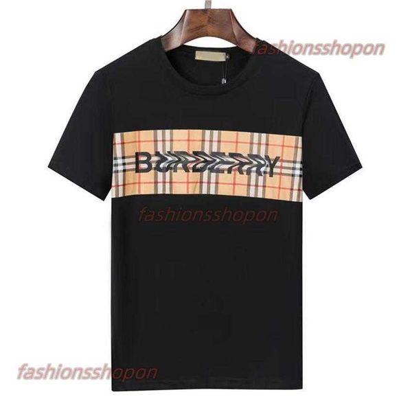 

aa 2023 tide brand european plaid mosaic alphabet print loose crew neck short sleeve t-shirt men's and women's t-shirt, White;black