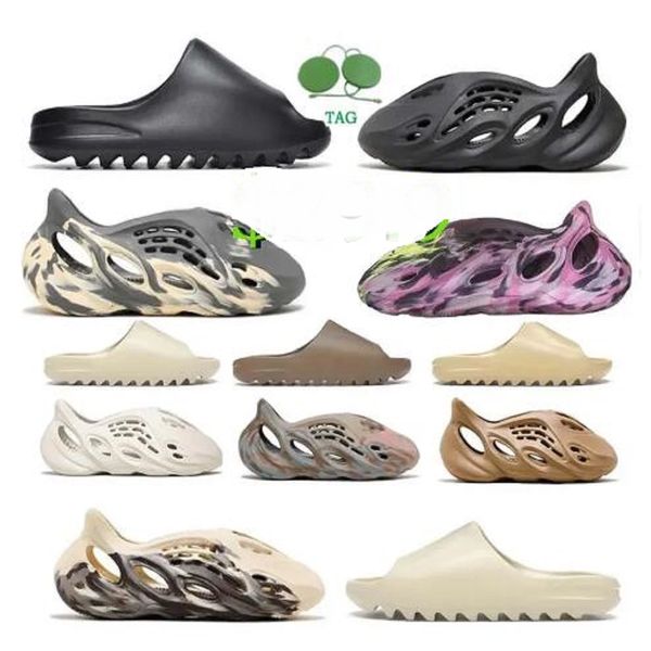 

100colors designers sandals slides foam runner for men women classic floral brocade flats leather rubber platform flip flops beach shoes loa, Black