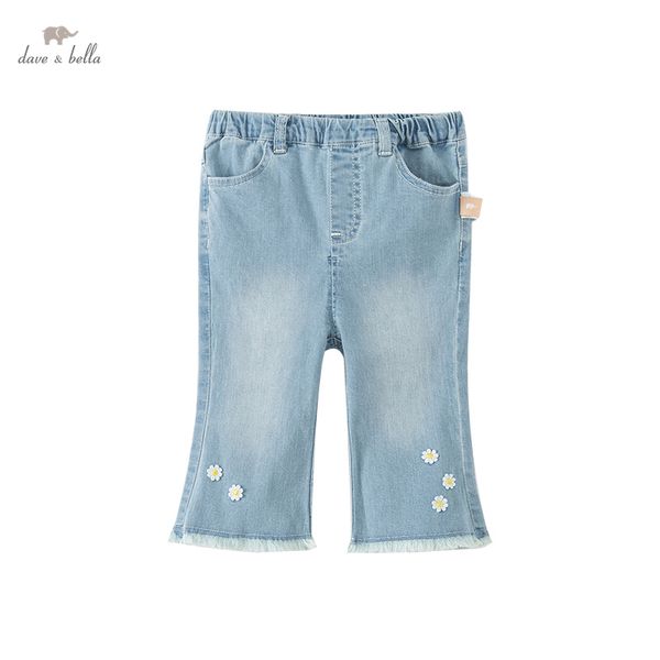 

jeans db1220524 dave bella spring baby girls fashion floral pants children full length kids girl pants infant toddler trousers 230512, Blue