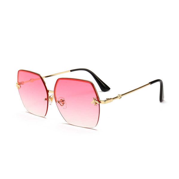 

new frameless metal sunglasses little bee square sunglasses 9044, White;black