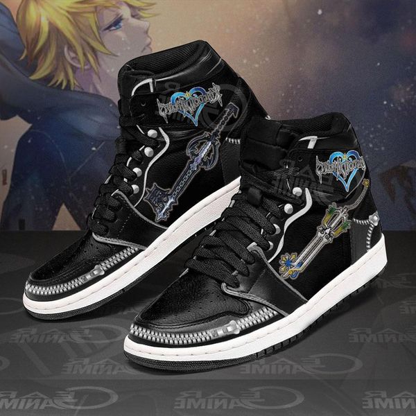 

fashion dress shoes men women kingdom hearts roxas sword sneakers popular rubber high graffiti leather designer custom anime running athlet, Black