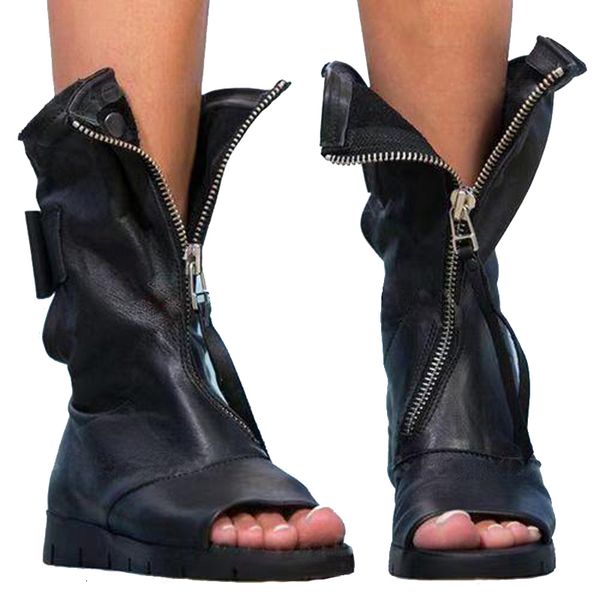 

sandals black white peep toe flat platform gladiator women summer boots ladies casual shoes sandales femmes sandalias mujer 230512