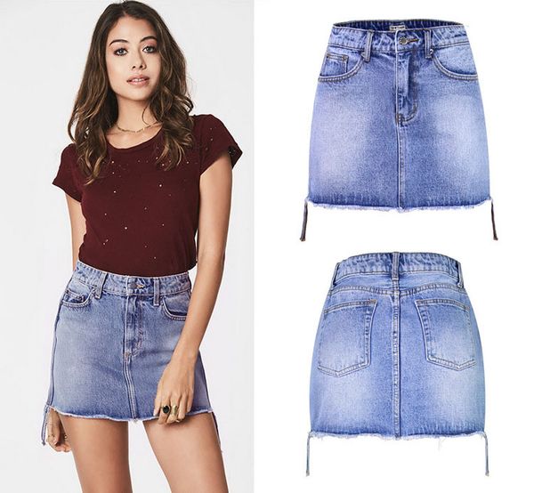 

sheath skirt women high waist bleach wash vintage denim skirts lady, Black