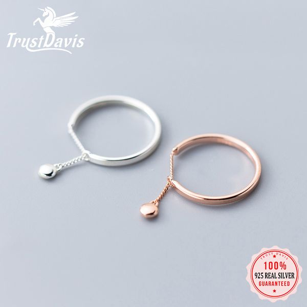 

100% 925 sterling silver beads chain open finger ring for women girls sterling silver jewelry gift ds1891, Golden;silver