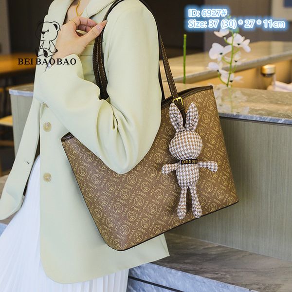 

wholesale ladies shoulder bags elegant atmosphere brown print fashion tote bag simple and versatile thick leather handbag large capacity con