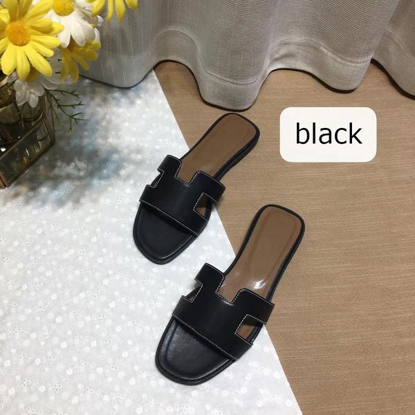 

designer slippers slides classic flat heel summer lazy fashion cartoon big head rubber flip flops leather slippers women's shoes sandal, Black