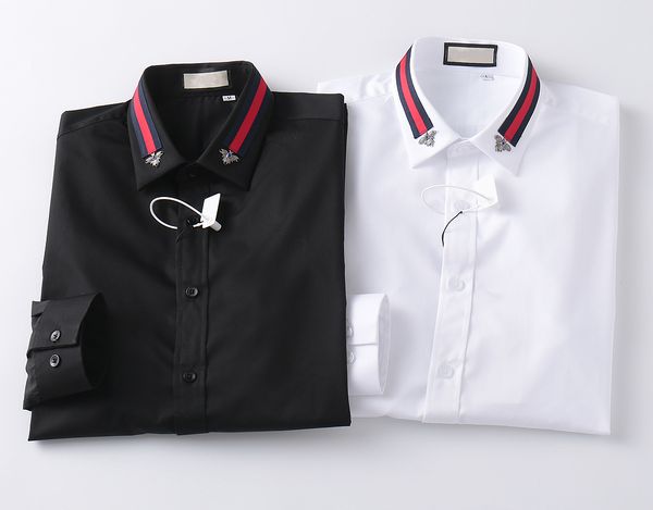 

nigrity designer spring men's fashion classic comfort casual long sleeve luxury business shirt men's formal shirt size m-xxxl, White;black