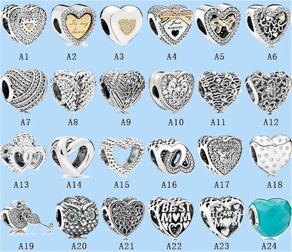 

925 silver beads charms fit pandora charm double love series key pentagram, Black