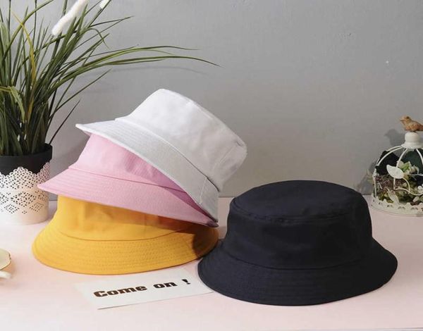 

solid color bucket hat for children bob gorros men women summer panama cap outdoor hiking beach fishing sun hats q0808586735, Blue;gray
