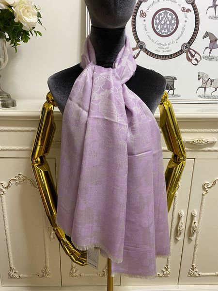 

women's scarf shawl 50% silk 50% wool material thin and soft print letter flowers long scarves for women size 170cm - 70cm, Blue;gray