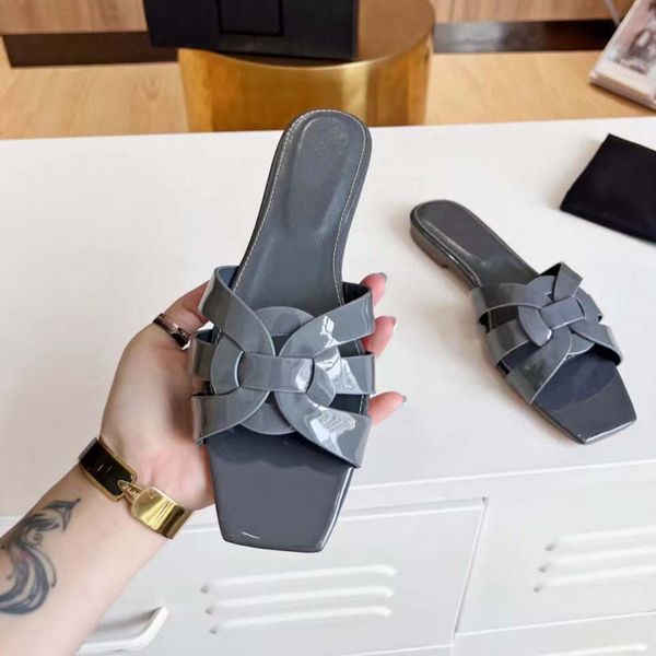 

designer sandal womens sandals flat tribute sandals woman sliders slippers genuine leather slides, Black