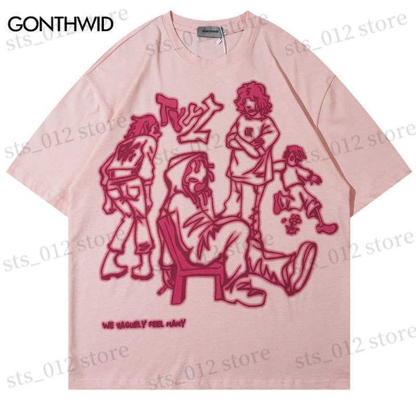 

men's t-shirts hip hop graphic t shirts streetwear y2k harajuku japanese cartoon print oversized tshirt 2023 men fashion casual cotton, White;black