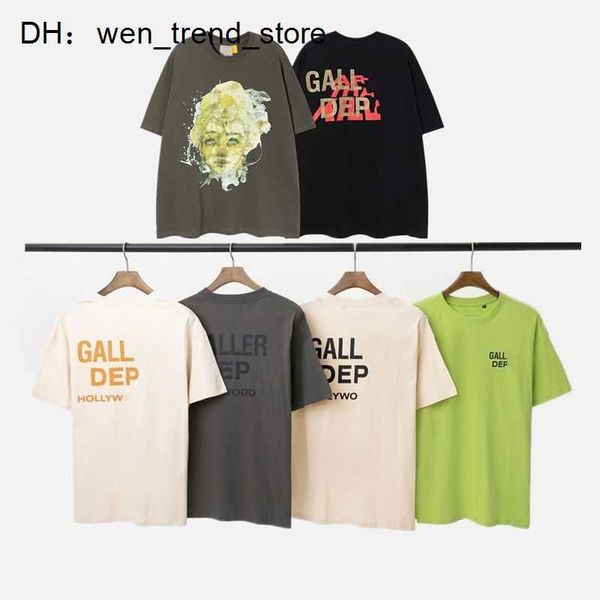 

2023 galleryes t shirt depts mens tshirt designer fashion pure cotton t-shirt womens high street luxury loose classic print couples clothes, White;black