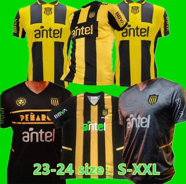 

23 24 penarol f. torres mens soccer jerseys 2023 131st anniversary penarol rodriguez 2024 home yellow black away grey football shirt short s, Black;yellow