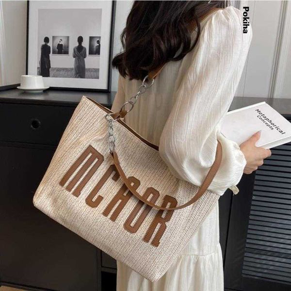 

casuals straw shoulder bag for women 2023 new designer luxury woven handbags beach large capacity trendy tote summer fashion 230512