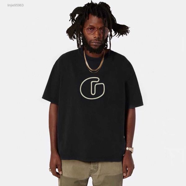

men t-shirt gall dep designer cotton leisure trendy brand print short sleeve stripe simple street black pullover straight round neck summer, White;black
