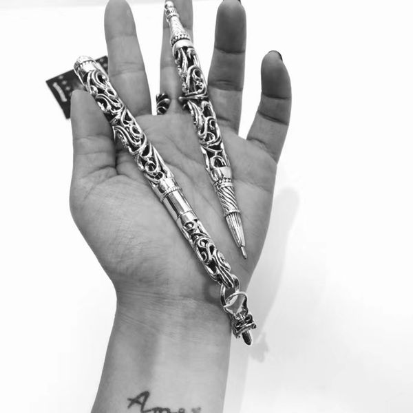 

diy028 s925 sterling silver hollow carved signature pen hip hop horseshoe cross flower solid fashion jewelry decoration vintage toy decorati