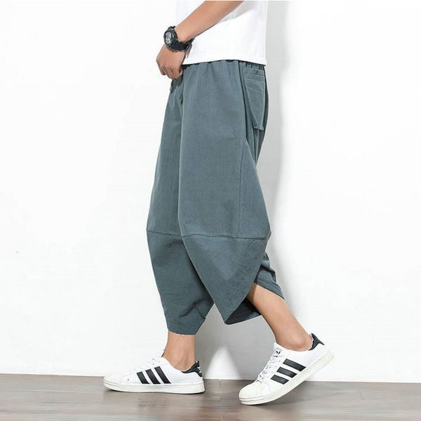 

men's pants summer baggy casual pants men streetwear harajuku joggers men cotton harem calf-length jogger pants for men 230512, Black