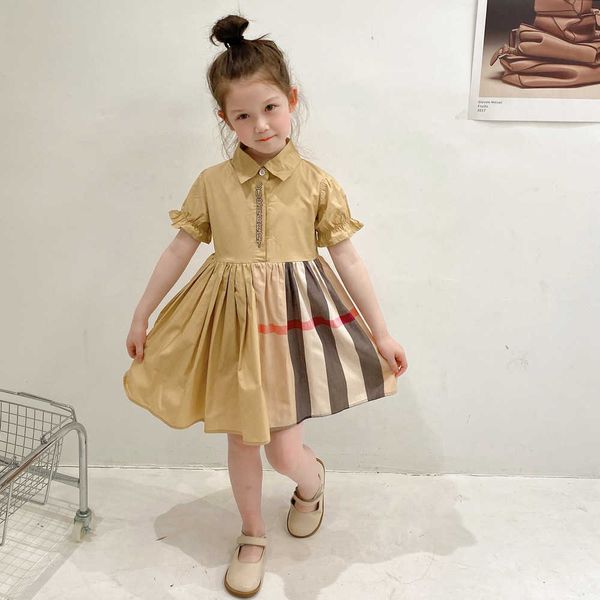 

new summer baby girls dress plaid casual party princess children's kids clothing, Red;yellow