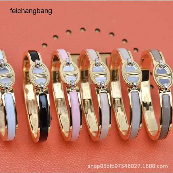 

factory outlet h ermes designer bracelets high version new cnc pig nose fashion versatile trend multi color enamel dropping glue, Black