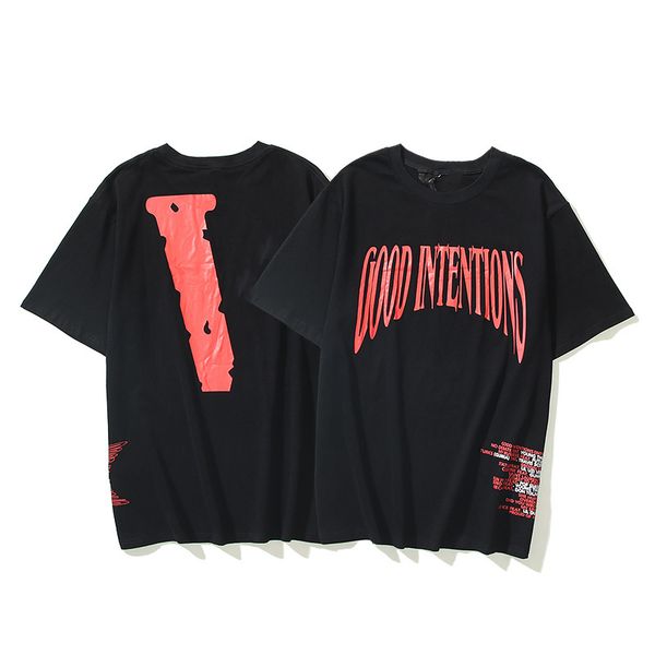 

2023 designer summer men's t-shirts spring fashion men vlon t shirts famous designer summer classic fashion big v print pure face loose, White;black
