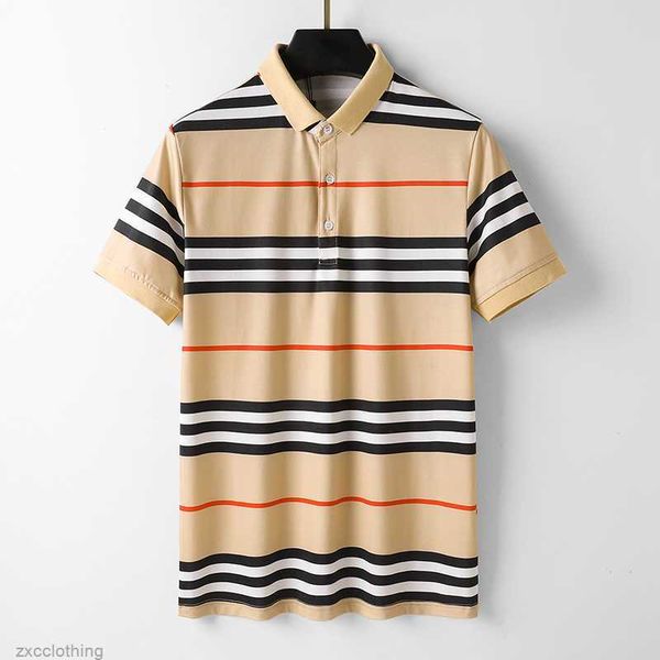 

mens polos t shirts men designer polo homme summer shirt embroidery t-shirts high street trend shirts tee s-3xl 2023 brown striped vviw qeo6, White;black